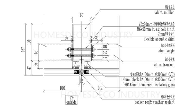 کرتین وال فریم لس