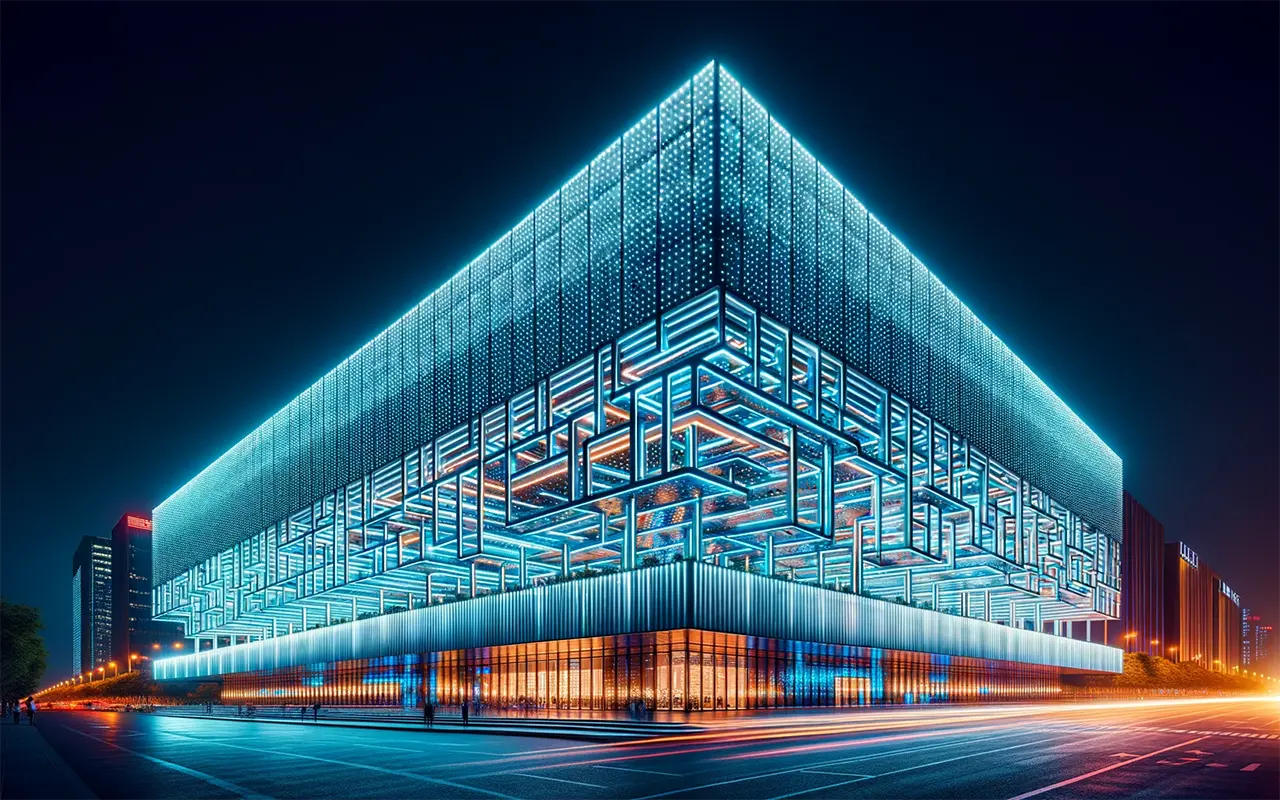 نورپردازی LED بر روی نمای ساختمان با کیفیت بالا